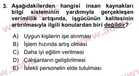 2019 İnsan Kaynakları Yönetimi Arasınav 3. Çıkmış Sınav Sorusu