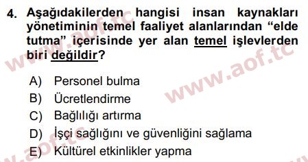 2019 İnsan Kaynakları Yönetimi Arasınav 4. Çıkmış Sınav Sorusu