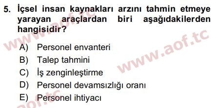 2019 İnsan Kaynakları Yönetimi Arasınav 5. Çıkmış Sınav Sorusu