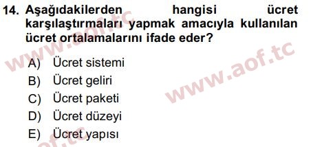 2019 İnsan Kaynakları Yönetimi Final 14. Çıkmış Sınav Sorusu