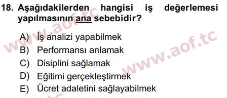 2019 İnsan Kaynakları Yönetimi Final 18. Çıkmış Sınav Sorusu