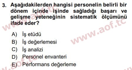 2019 İnsan Kaynakları Yönetimi Final 3. Çıkmış Sınav Sorusu