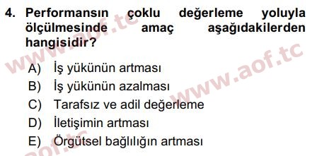 2019 İnsan Kaynakları Yönetimi Final 4. Çıkmış Sınav Sorusu