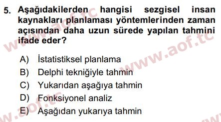 2019 İnsan Kaynakları Yönetimi Final 5. Çıkmış Sınav Sorusu