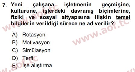 2019 İnsan Kaynakları Yönetimi Final 7. Çıkmış Sınav Sorusu