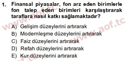 2015 Sermaye Piyasaları ve Finansal Kurumlar Arasınav 1. Çıkmış Sınav Sorusu