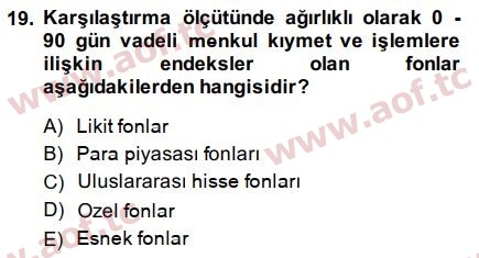 2015 Sermaye Piyasaları ve Finansal Kurumlar Arasınav 19. Çıkmış Sınav Sorusu