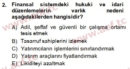 2015 Sermaye Piyasaları ve Finansal Kurumlar Arasınav 2. Çıkmış Sınav Sorusu