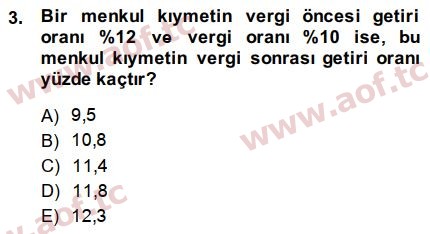 2015 Sermaye Piyasaları ve Finansal Kurumlar Arasınav 3. Çıkmış Sınav Sorusu