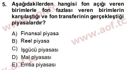 2015 Sermaye Piyasaları ve Finansal Kurumlar Arasınav 5. Çıkmış Sınav Sorusu