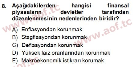 2015 Sermaye Piyasaları ve Finansal Kurumlar Arasınav 8. Çıkmış Sınav Sorusu