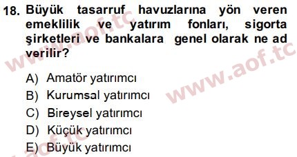 2015 Sermaye Piyasaları ve Finansal Kurumlar Final 18. Çıkmış Sınav Sorusu