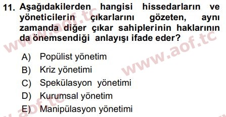 2017 Sermaye Piyasaları ve Finansal Kurumlar Final 11. Çıkmış Sınav Sorusu