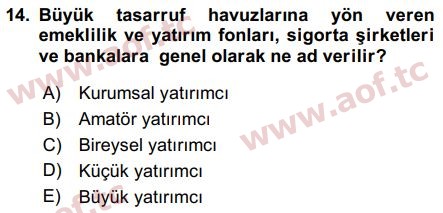 2017 Sermaye Piyasaları ve Finansal Kurumlar Final 14. Çıkmış Sınav Sorusu