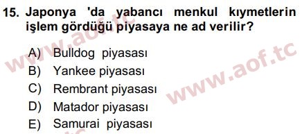 2017 Sermaye Piyasaları ve Finansal Kurumlar Final 15. Çıkmış Sınav Sorusu