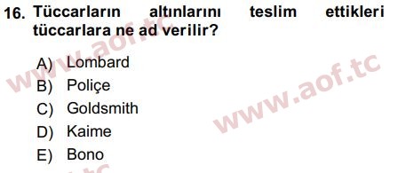 2017 Sermaye Piyasaları ve Finansal Kurumlar Final 16. Çıkmış Sınav Sorusu