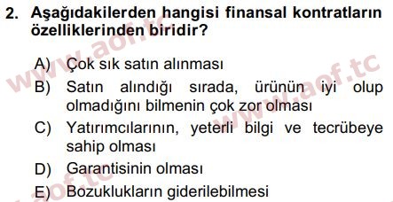 2017 Sermaye Piyasaları ve Finansal Kurumlar Final 2. Çıkmış Sınav Sorusu