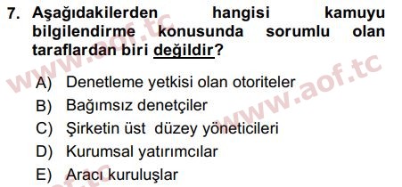 2017 Sermaye Piyasaları ve Finansal Kurumlar Final 7. Çıkmış Sınav Sorusu