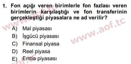 2018 Sermaye Piyasaları ve Finansal Kurumlar Arasınav 1. Çıkmış Sınav Sorusu