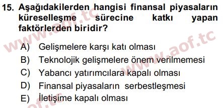 2018 Sermaye Piyasaları ve Finansal Kurumlar Final 15. Çıkmış Sınav Sorusu