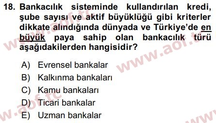 2018 Sermaye Piyasaları ve Finansal Kurumlar Final 18. Çıkmış Sınav Sorusu