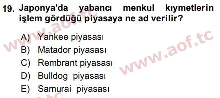 2018 Sermaye Piyasaları ve Finansal Kurumlar Final 19. Çıkmış Sınav Sorusu