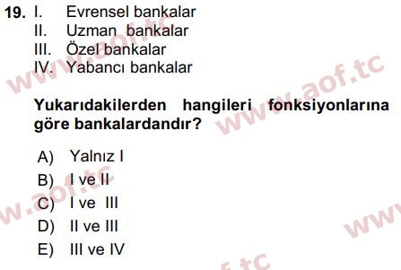 2019 Sermaye Piyasaları ve Finansal Kurumlar Final 19. Çıkmış Sınav Sorusu