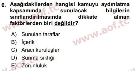 aof sermaye piyasaları ve finansal kurumlar çıkmış sorular