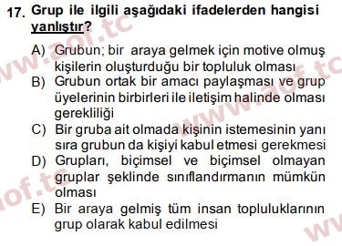 2015 Yönetim Bilimi 1 Arasınav 17. Çıkmış Sınav Sorusu