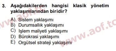 2015 Yönetim Bilimi 1 Arasınav 3. Çıkmış Sınav Sorusu