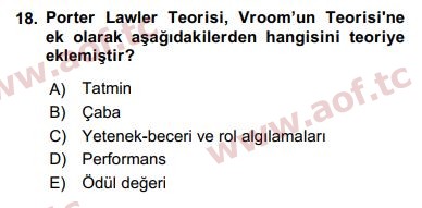 2017 Yönetim Bilimi 1 Arasınav 18. Çıkmış Sınav Sorusu