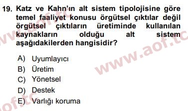 2017 Yönetim Bilimi 1 Final 19. Çıkmış Sınav Sorusu