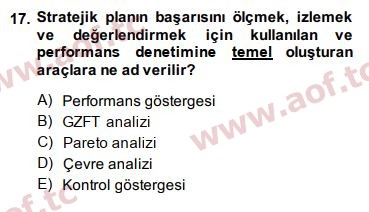 2014 Yönetim Bilimi 2 Arasınav 17. Çıkmış Sınav Sorusu