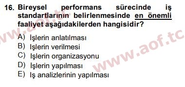 2015 Yönetim Bilimi 2 Arasınav 16. Çıkmış Sınav Sorusu