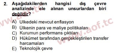 2015 Yönetim Bilimi 2 Arasınav 2. Çıkmış Sınav Sorusu