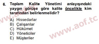2015 Yönetim Bilimi 2 Arasınav 6. Çıkmış Sınav Sorusu