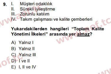 2015 Yönetim Bilimi 2 Arasınav 9. Çıkmış Sınav Sorusu