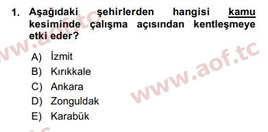 2016 Kentleşme ve Konut Politikaları Arasınav 1. Çıkmış Sınav Sorusu