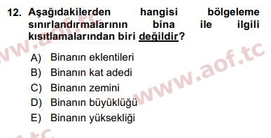 2016 Kentleşme ve Konut Politikaları Arasınav 12. Çıkmış Sınav Sorusu