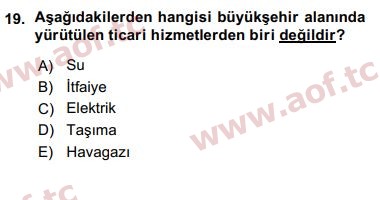 2016 Kentleşme ve Konut Politikaları Arasınav 19. Çıkmış Sınav Sorusu