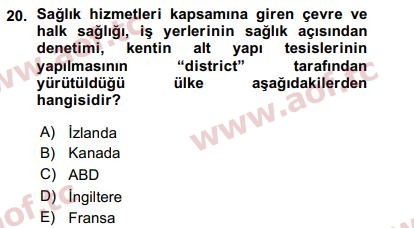 2016 Kentleşme ve Konut Politikaları Arasınav 20. Çıkmış Sınav Sorusu