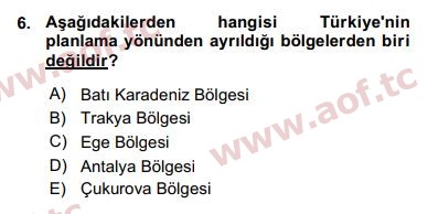 2016 Kentleşme ve Konut Politikaları Arasınav 6. Çıkmış Sınav Sorusu