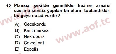 2016 Kentleşme ve Konut Politikaları Final 12. Çıkmış Sınav Sorusu