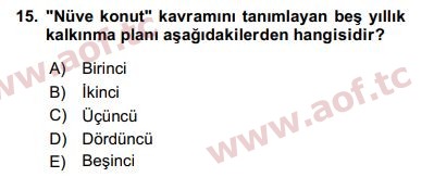 2016 Kentleşme ve Konut Politikaları Final 15. Çıkmış Sınav Sorusu