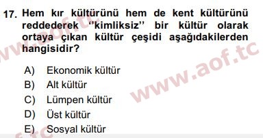 2016 Kentleşme ve Konut Politikaları Final 17. Çıkmış Sınav Sorusu