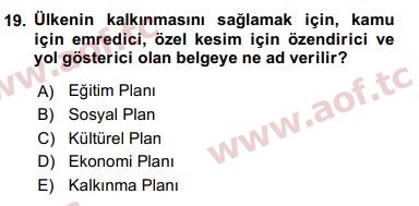 2016 Kentleşme ve Konut Politikaları Final 19. Çıkmış Sınav Sorusu