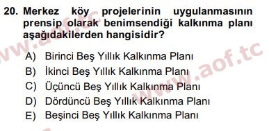 2016 Kentleşme ve Konut Politikaları Final 20. Çıkmış Sınav Sorusu