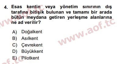 2016 Kentleşme ve Konut Politikaları Final 4. Çıkmış Sınav Sorusu