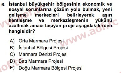 2016 Kentleşme ve Konut Politikaları Final 6. Çıkmış Sınav Sorusu