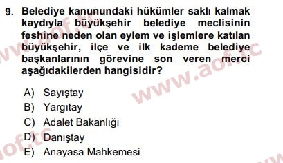 2016 Kentleşme ve Konut Politikaları Final 9. Çıkmış Sınav Sorusu